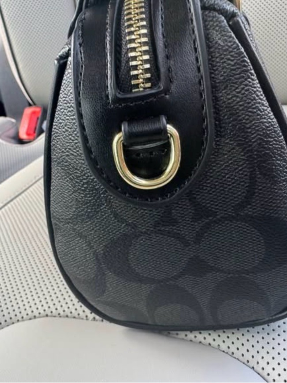 New Coach Rowan F83607 Signature Canvas Satchel Black Gold Crossbody - Picture 4 of 6